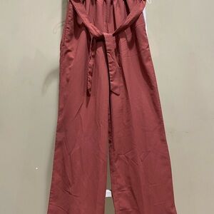 Nimin rust terracotta paperbag waist wide leg pants in size Medium